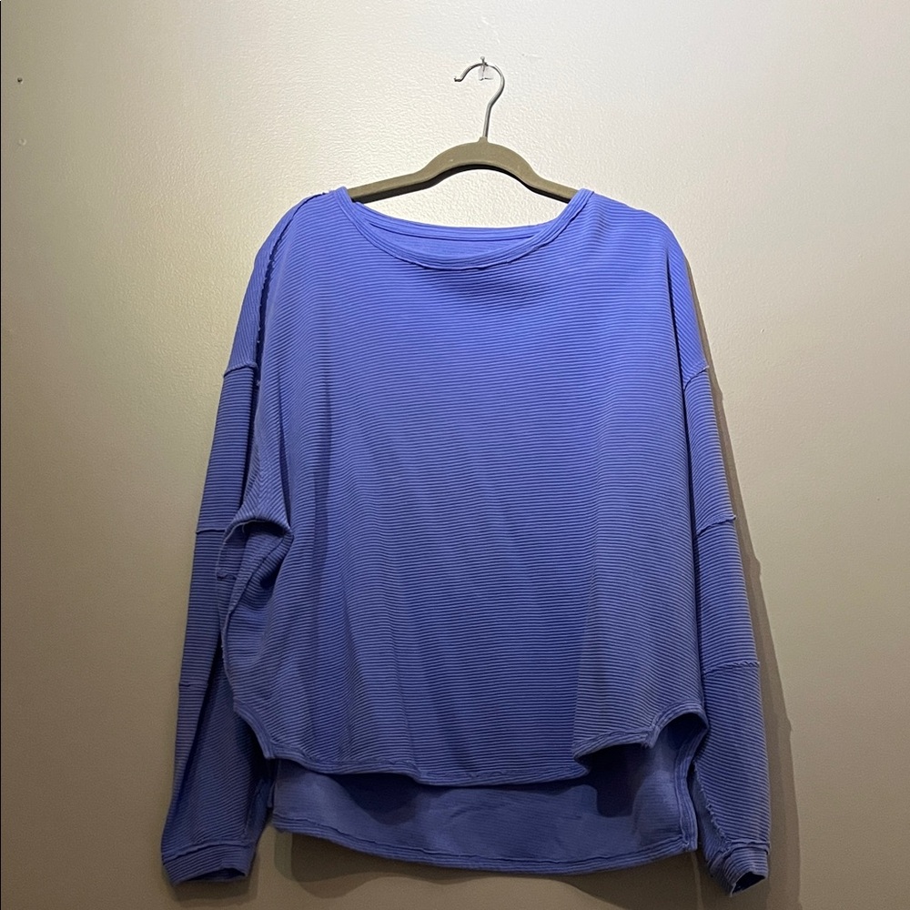 We The Free Ribbed Blue Sweatshirt